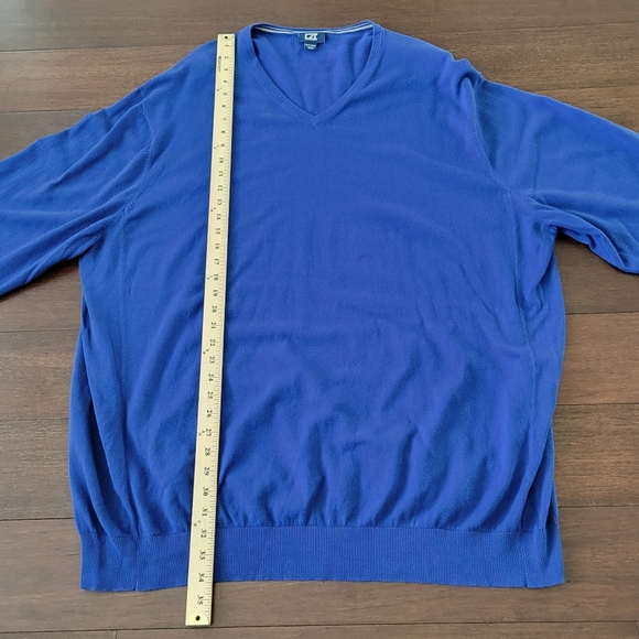 Cutter & Buck Lakemont Tri-Blend Men's Blue V-Neck Pullover Sweater Size 3X Tall - Picture 7 of 9